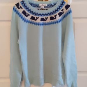 M Vineyard Vines Blue Lambswool Whale Sweater